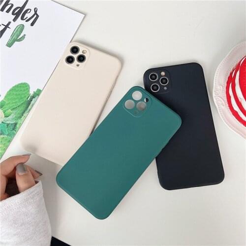 Boucho Candy Color straight edge Phone Case for iPhone 11 Pro Max X XS XR 7 8 Plus SE2 Full Protection lens Soft Silicone Cover