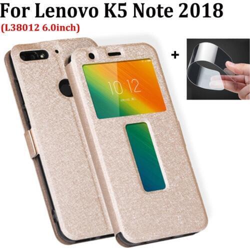 For Lenovo K5 Note 2018 case phone Cases open window Leather Flip Coque for Lenovo K5Note L38012 2018 back cover skin 6.0inch