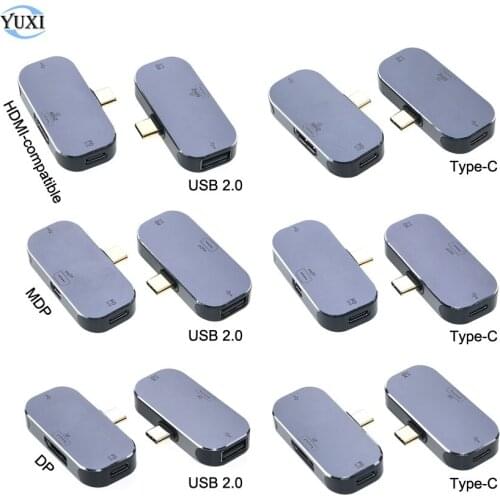 YuXi 3 in 1 USB Type C Hub to HDMI-compatible Port Mini DisplayPort DP USB 2.0 Adapter Hard Drive Docking Station Hard Disk