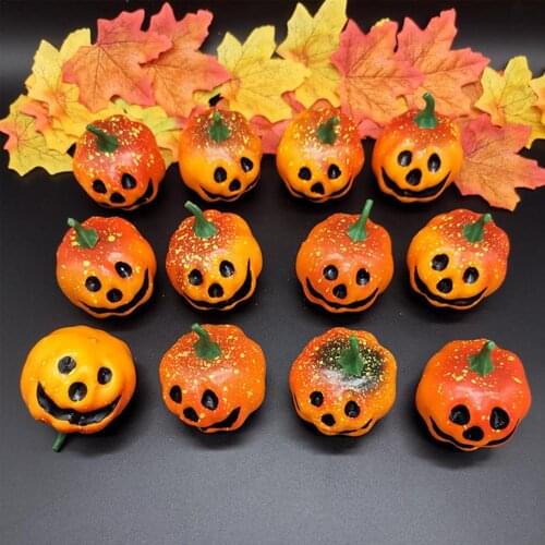 12PCS Artificial Smiling Pumpkin Ornament Halloween Thanksgiving Autumn Harvest Pumpkins Decoration Props DIY Garlands Making
