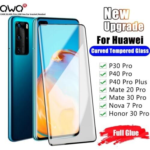 Jelly Full Glue Tempered Glass For Huawei P30 P40 Mate 20 30 Pro Screen Protection For Honor Nova 7 30 Pro Plus Protective Film