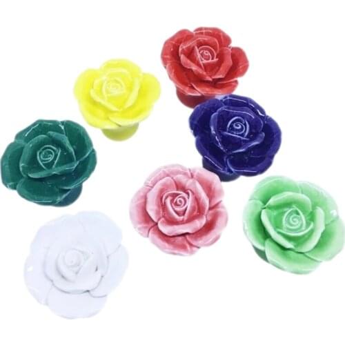 Ceramic handle rose hand-pulling ceramic hand-pulling European antique pastoral style drawer knobs door knob knurled handle