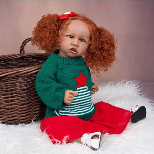 57 CM Handmade African Red Hair Full Silicone Reborn Baby Dolls Silicone Newborn Baby Dolls Toys For Children Girls Dolls
