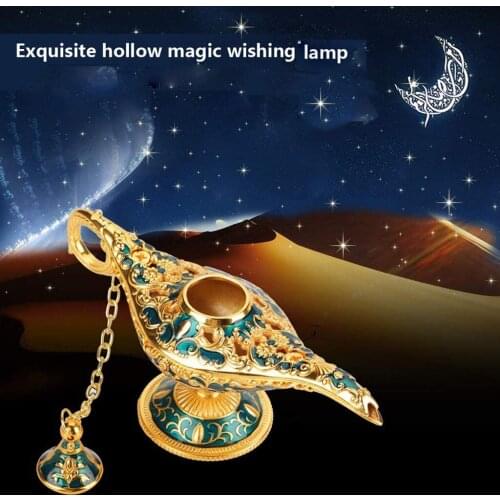 Magic Legend Lamp Metal Carved Hollow Wonderful Wishing Light Collectable Classic Arabian Costume Props Tea Pot Home Table Decor
