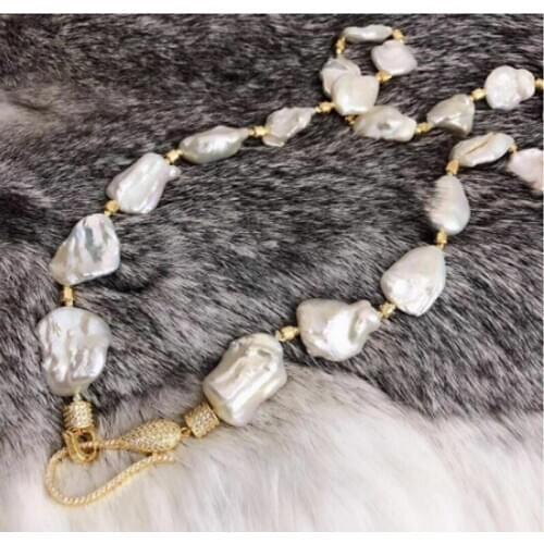 Hot sell huge gorgeous 13-14mm round south sea white pearl necklace 18" silver