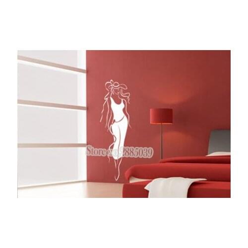 Fashion silhouette Vinyl Wall Sticker Girls Bedroom DIY Self-Adhesive Sofa Background Decor In Different Colors Wallpaper LA364