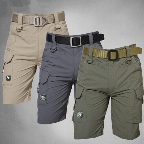 Mens Summer Camo Leisure Outdoor Sport Cargo Shorts Hiking Military Combat Tactical Male Loose shorts NO Belt