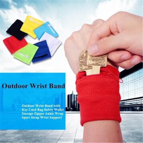 Outdoor Wrist Band with Key Card Bag Safety Wallet Storage Zipper Ankle Wrap Sport Strap Wrist Support
