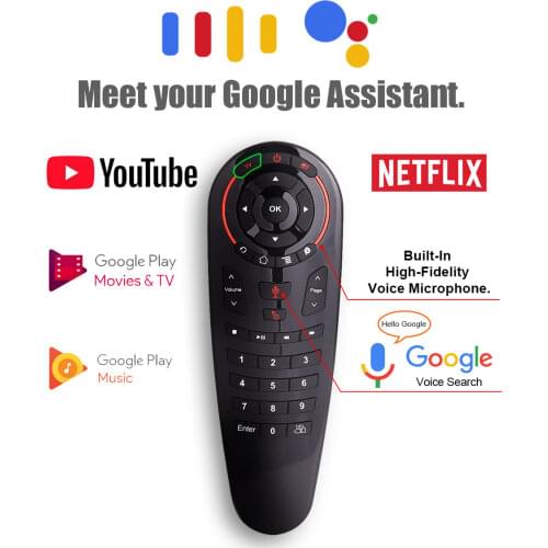 G30S 2.4G Wireless Google Voice Control Sensing Air Remote Mouse, 6 Axis Gyroscope Voice Remote Controller for Android TV Box