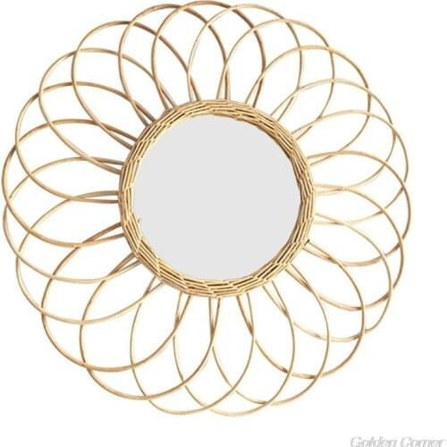 Rattan Innovative Art Decoration Round Makeup Mirror Dressing Bathroom Wall Hanging Mirrors Craft D24 20 Dropshipping
