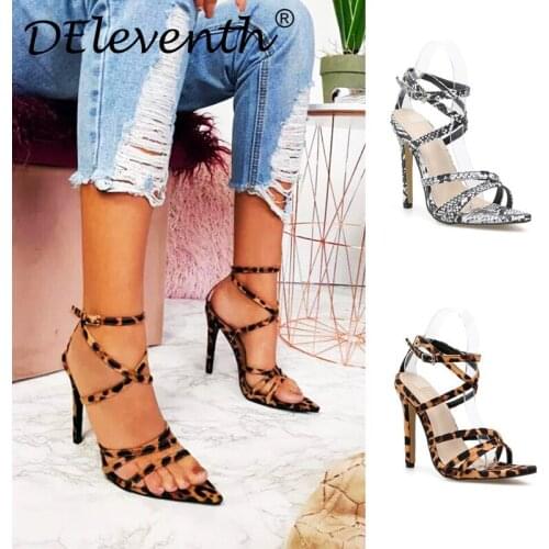 Women Sandals Thin High Heels Sandals Chaussures Femme Pointed Toe PU Buckle Strap Serpentine sandal women shoes size 35-42