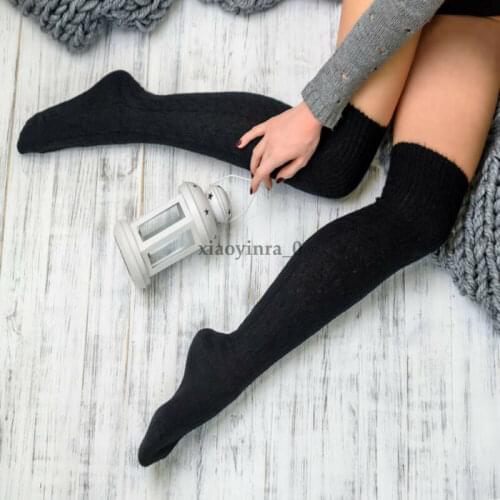 Sexy Women Girls Sheer Thigh High Warm Stockings Knitting Plus Size Over The Knee Socks 2019 Winter New Fashion Knee Stockings