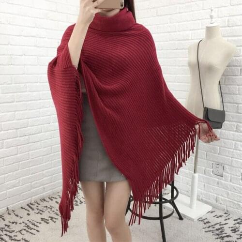Womens Winter scarves Knitted Warm Sweater Fall Casual Loose High Neck Poncho Ethnic Cape Cozy Shawl Scarf for Ladies