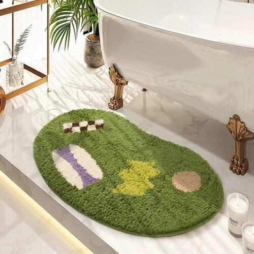 Modern Home Bathroom Mat Soft Fluffy Entrance Carpet Area Rug Geometric Floor Pad Tub Side Doormat Aesthetic Room Decoration