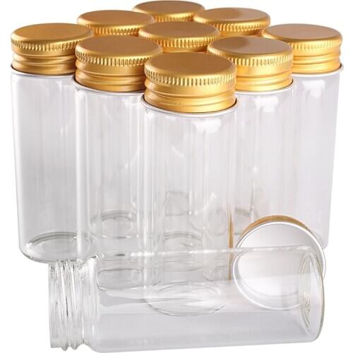 24 pieces 40ml 30*80mm Glass Bottles with Golden Aluminum Caps Glass Jars Glass Vials for Wedding Crafts Gift