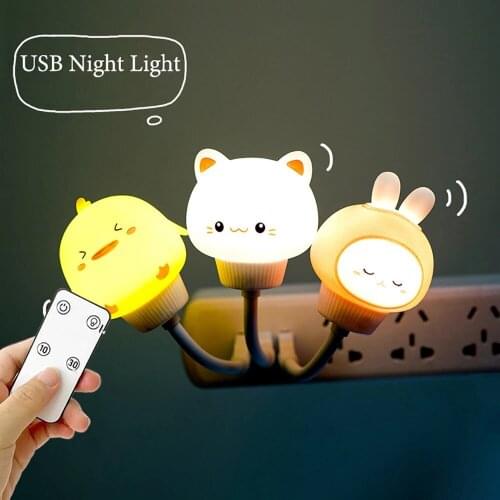 LED Chlidren USB Night Light Cartoon Duck Night Urinate Lamp Remote Control for Baby Feeding Kid Bedroom Decor Bedside Lamp