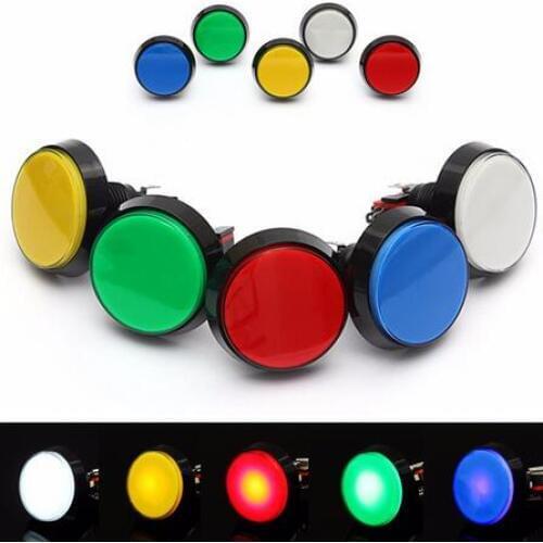 5 Colors LED Light Lamp DC12V 60MM Big Round Arcade Video Game Player Push Button Switch free ship