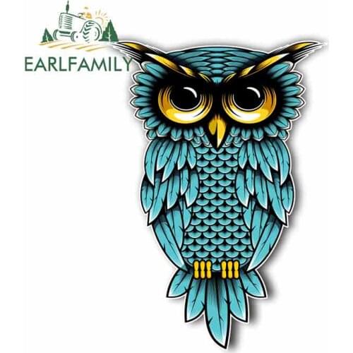 EARLFAMILY 13cm x 9.2cm For Owl Teal Blue Car Bumper Window Sticker Vinyl Car Wrap Graffiti DIY Motorcycle Stickers Body For Car