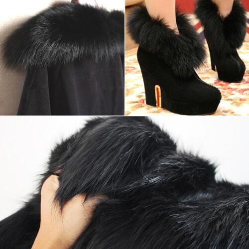 Top Quality Black Solid Shaggy Faux Fur Fabric (long Pile fur) Costumes Fur Coat Fur Collar 36"x60" Bty Free Shipping