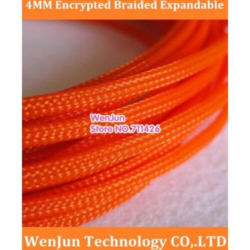 High Quality Orange DIY 4MM PET Expandable Snakeskin network wire weaving mesh Braided Sleeving for Power cable