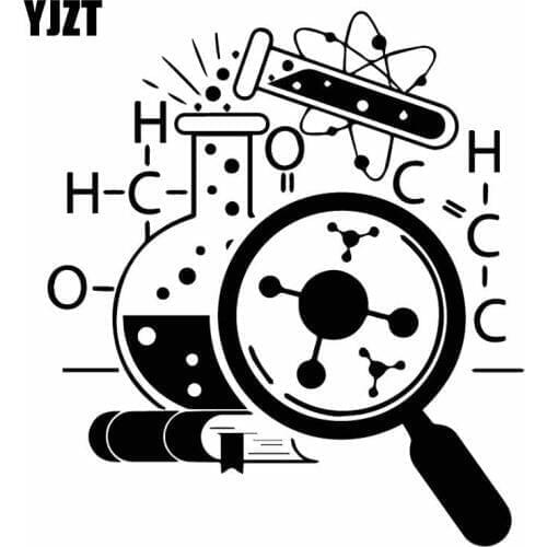 YJZT 17CM*18.9CM Scientist Chemistry Science Atom Molecules Vinly Decal Decor Car Sticker Black/Silver C27-0319