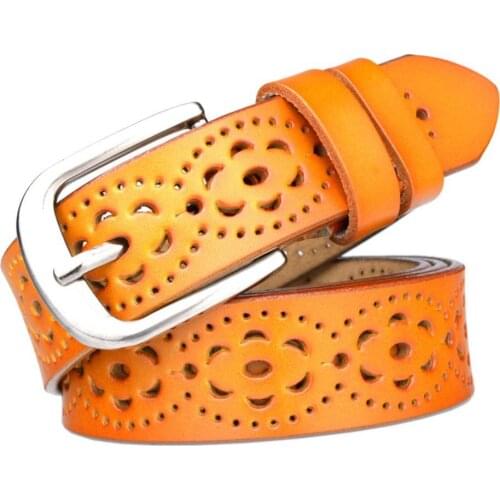 40%HOTHollow Moon Pattern Pin Buckle Faux Leather Belt Women Waist Strap Waistband