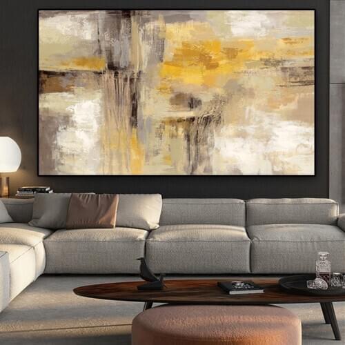 80X120CM Gold Abstract Oil painting on Canvas Scandinavian Posters and Prints Wall Art Picture for Living Room Home Decoration