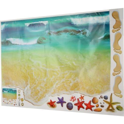 1Pcs 3D Sea Beach Floor Wall Sticker Removable Vinyl Beach Sticker Waterproof Art Mural Decal Home DIY Wall Floor Decors