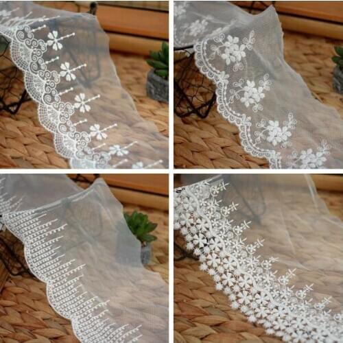 1Yard Polyester Korea Style Floral Embroidered Lace Trim Handmade Dress Costume Decor Clothes Sewing DIY Trimmings Ribbons Craft