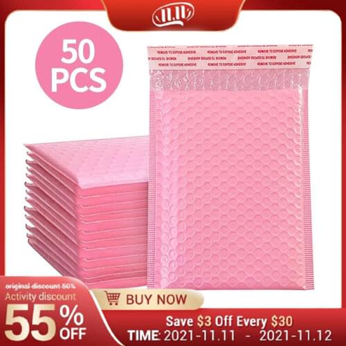 10/50Pcs Pink Poly Bubble Mailers Padded Envelopes Bulk Bubble Lined Wrap Polymailer Bags for Shipping Packaging Maile Self Seal