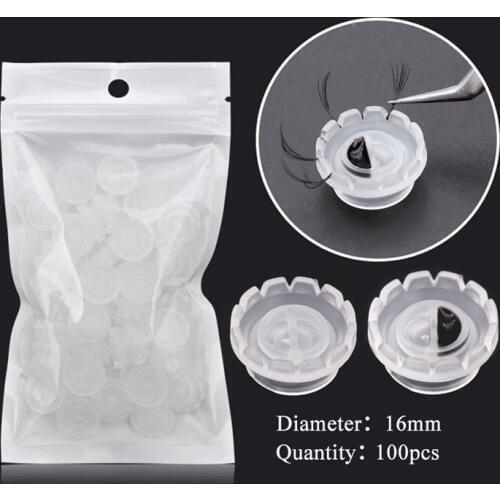 100Pcs/Bag Eyelash Extension Glue Cup for Fan Lashes,Individual Russia 3D Volume Lashes Plastic Material Cup