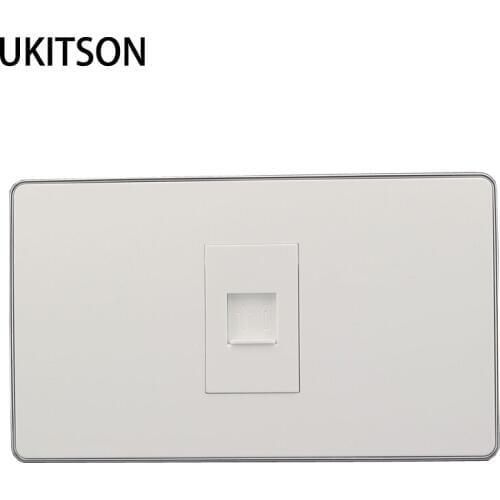 120x70mm RJ11 Phone Socket Silver Edge Wall Outlet With CAT3 Telephone Extrusion Wire Connection