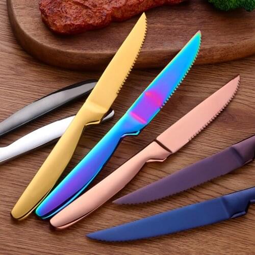 4PCS Top Quality Stainless Steel Kitchen Knive Sets Flatware Sharp Gold Knife Meat Vegetable Fruit Cutter 22x2CM Chef Home Knife