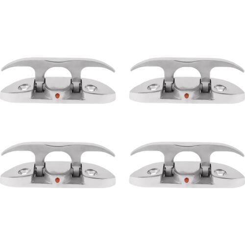 4 x Marine Boat Dock Folding Cleat 316 Stainless Steel 4.65 Inch