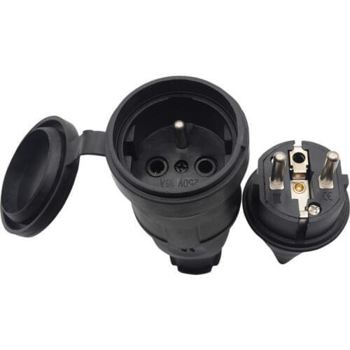 5PCS France Waterproof Female Socket 16A Electrical Male Schuko Plug 250V AC Power Adapter 4000W Power Socket Industrial