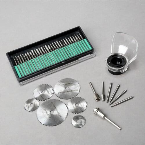 6Pcs HSS Routing Bits+7Pcs Cutting Saw Blade Set with Mandrel +30Pcs/box 3mm Shank Diamond Burr Bits Drill +1Pc Protective Cover