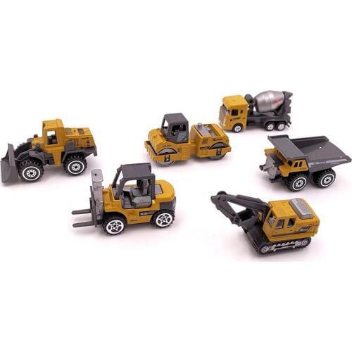 6 Pcs Alloy Mini Engineering Car Model 6In1 1:64 Metal Diecast Engineering Toy Vehicle Car Toy Dump Truck Forklift Excavator