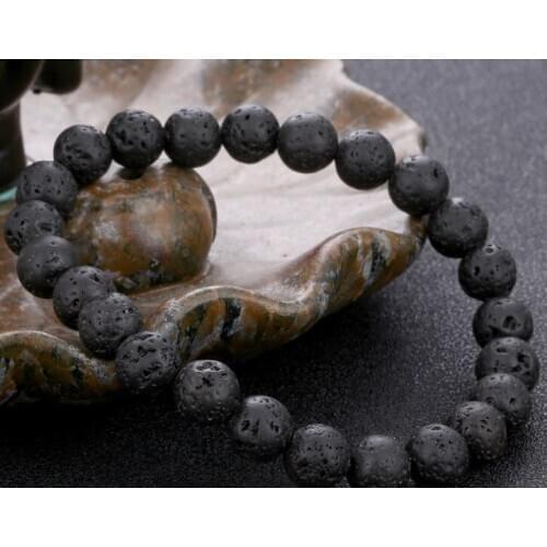 8mm bn2345 adjusted Charm Bracelet black volcanic lava Stone bead essential oils diffuser women men gift Reiki Buddha Yoga