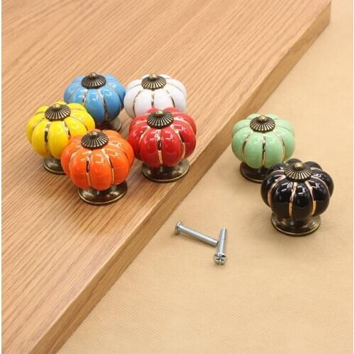 Antique Kitchen Cabinet Pulls Cupboard Drawer Knobs And Handles Pumpkin Ceramic Furniture Handle Wardrobe Closet Door Pull