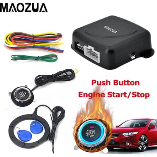 12V Auto Car Alarm One Start Stop Button Engine Start Push RFID Lock Ignition Switch Keyless Entry Anti-theft System In RU