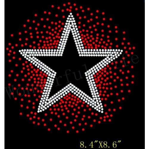 Free Shipping star with dot hotfix rhinestones heat transfer Design