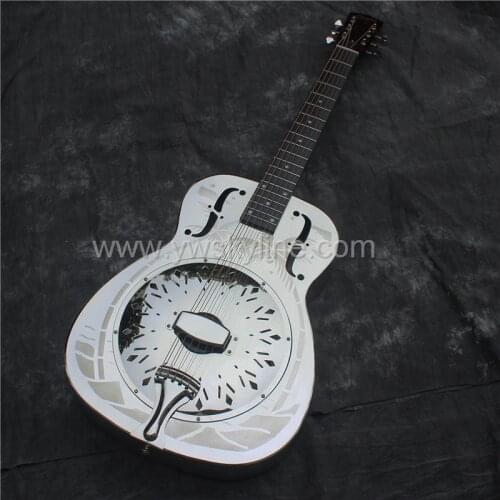 Jonathan Brand Hawaii Tree Palm Pattern O Style Brass Body Electric Resonator Guitar, resophonic guitars
