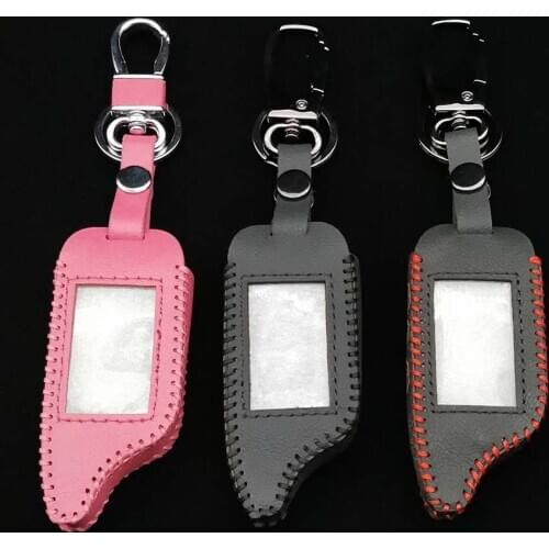 Soft Leather Key Case Fob Cover For Starline B9 / B91 / B6 / B61 / A91 / A61 / V7 Russian Two Way Version LCD Car Alarm Keychain