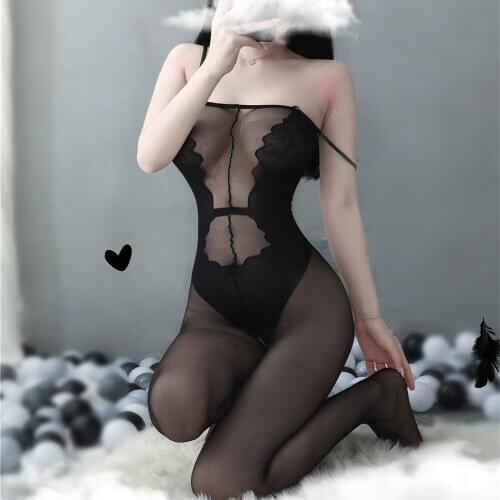 Black Sexy Open crotch fetish Bodystocking women erotic Lingerie porno babydoll Crotchless body suit underwear costumes catsuit
