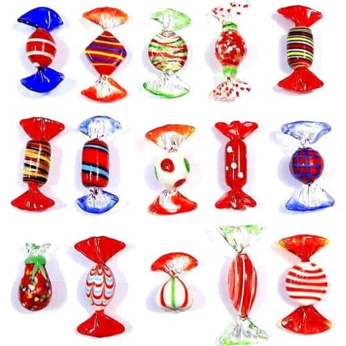 Decorative colorful murano glass handmade candy ornaments lampworking home Desktop Christmas Xmas decoration sweets accessories