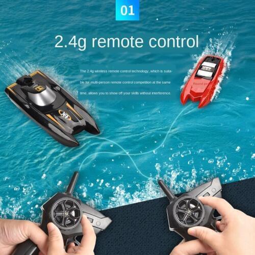 Racing Remote Control Ship H126 Speedboat Toys Mini RC Boat 30km/h High Speed 2.4GHz 4 Channel with LCD Screen For children Toys