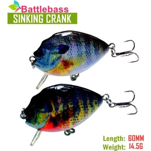 2.36Inch 14.5G Artificial Wobble Fishing Tackle Hard Plastic Sinking Crankbait Fishing Lure for Bass Pike Perch Bluegill Fishing