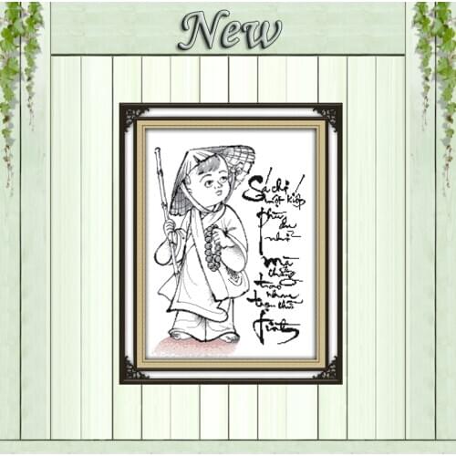 Little monk Vietnam home decor paintings counted printed on canvas DMC 11CT Chinese Cross Stitch Needlework Sets Embroidery kits