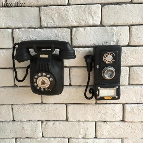NOOLIM Resin Telephone Wall Hanging American Pastoral European Retro Old Cafe Bar Shop Wall Decoration