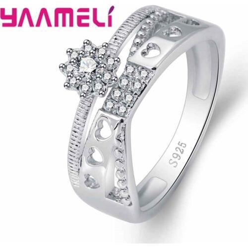 Hot Sale Many Shiny Crystals Ring for Weddings Trendy Design 925 Sterling Silver Ring with AAA+ Cubic Zirconia